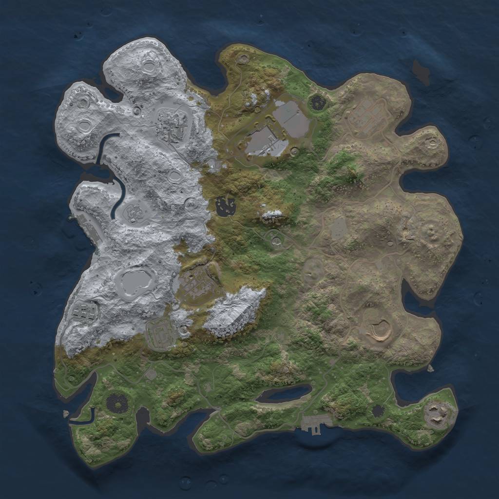 Rust Map: Procedural Map, Size: 3500, Seed: 85141761, 18 Monuments