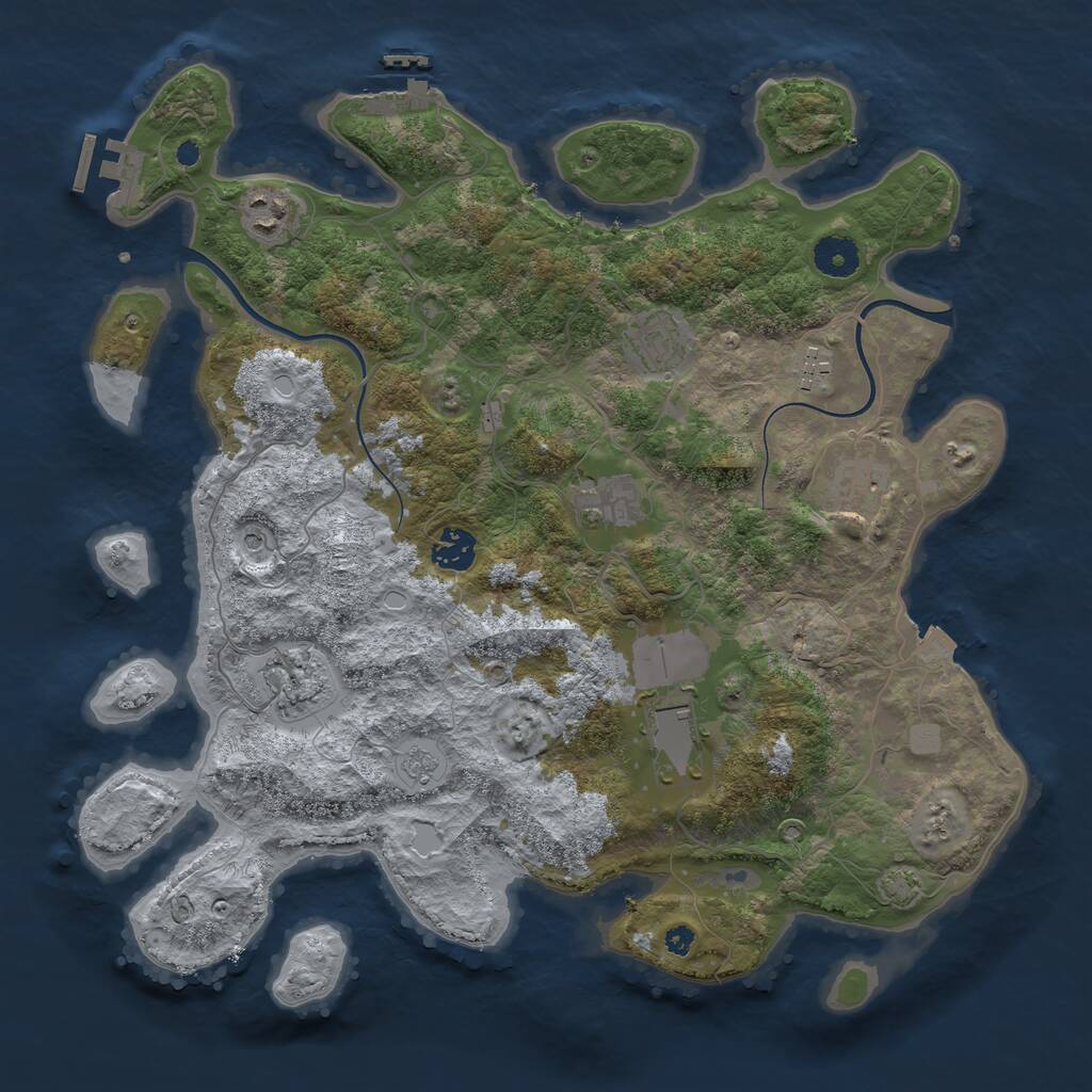 Rust Map: Procedural Map, Size: 3750, Seed: 585468868, 14 Monuments