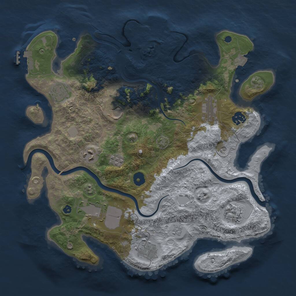 Rust Map: Procedural Map, Size: 3500, Seed: 70900076, 15 Monuments