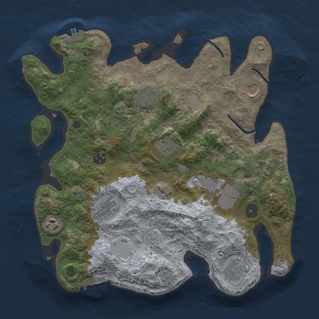 Rust Map: Procedural Map, Size: 3500, Seed: 2133222240, 19 Monuments