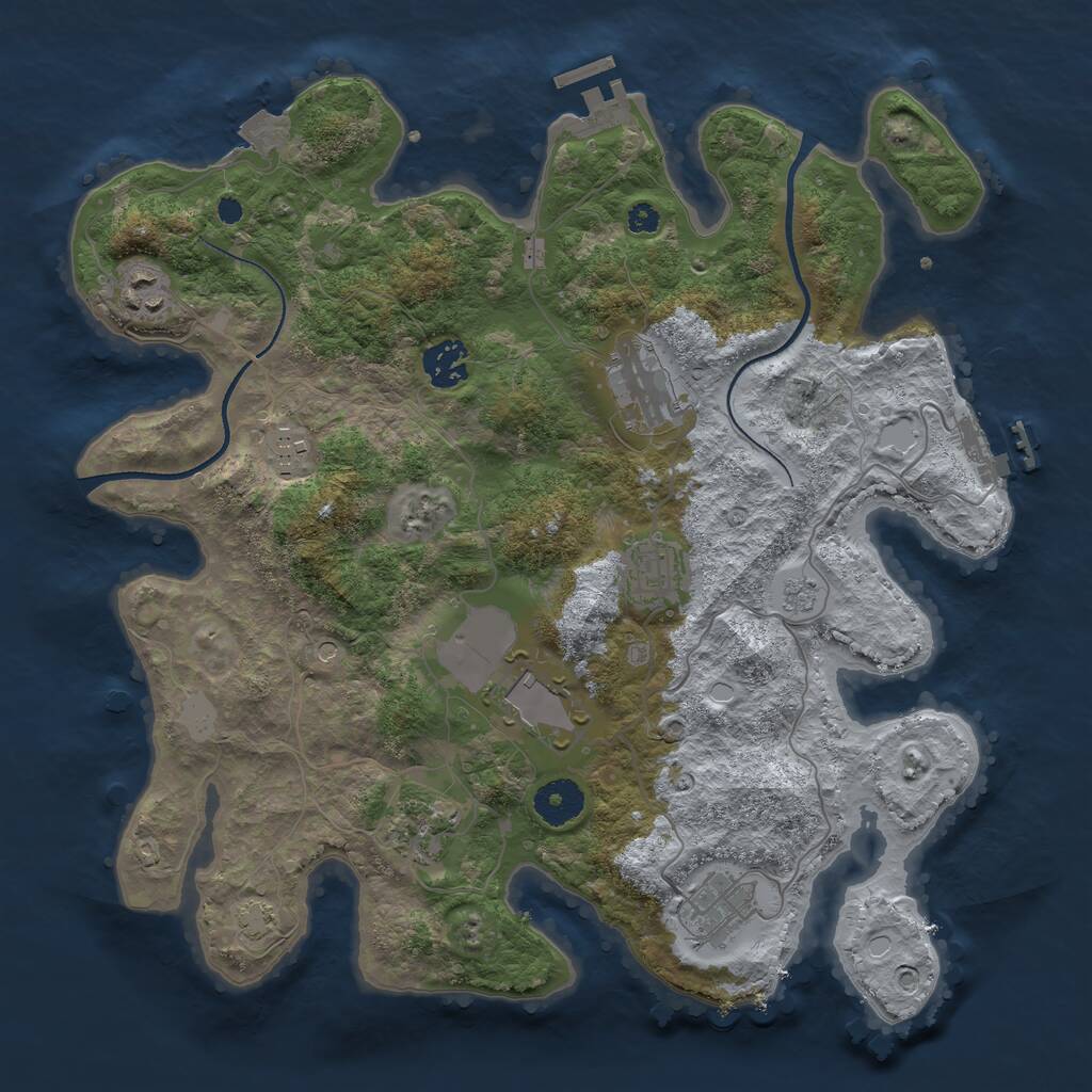Rust Map: Procedural Map, Size: 3500, Seed: 90091834, 14 Monuments