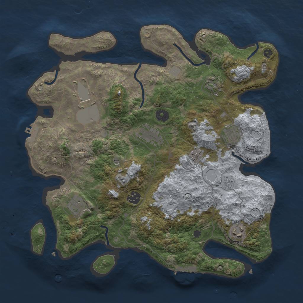 Rust Map: Procedural Map, Size: 3500, Seed: 64785768, 17 Monuments