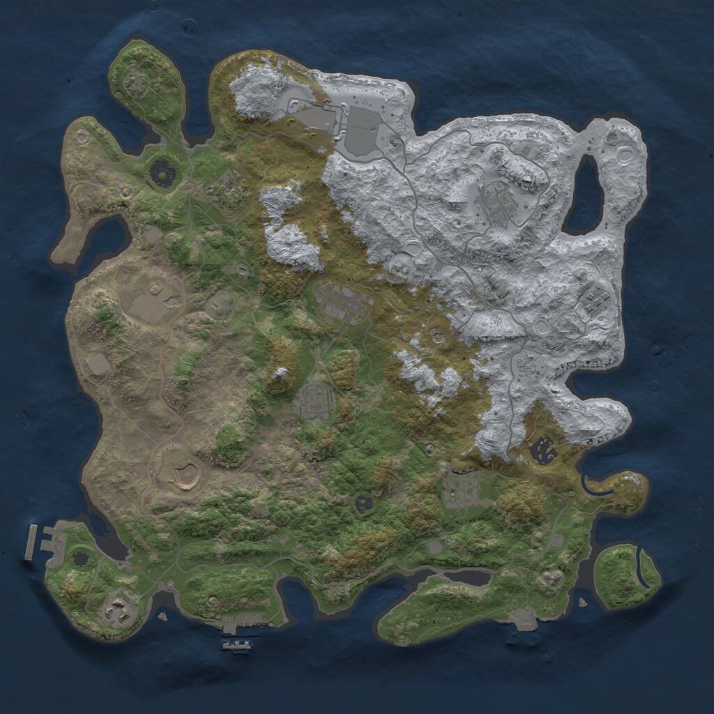 Rust Map: Procedural Map, Size: 4000, Seed: 409530176, 17 Monuments