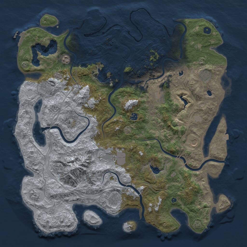 Rust Map: Procedural Map, Size: 5000, Seed: 429837, 16 Monuments