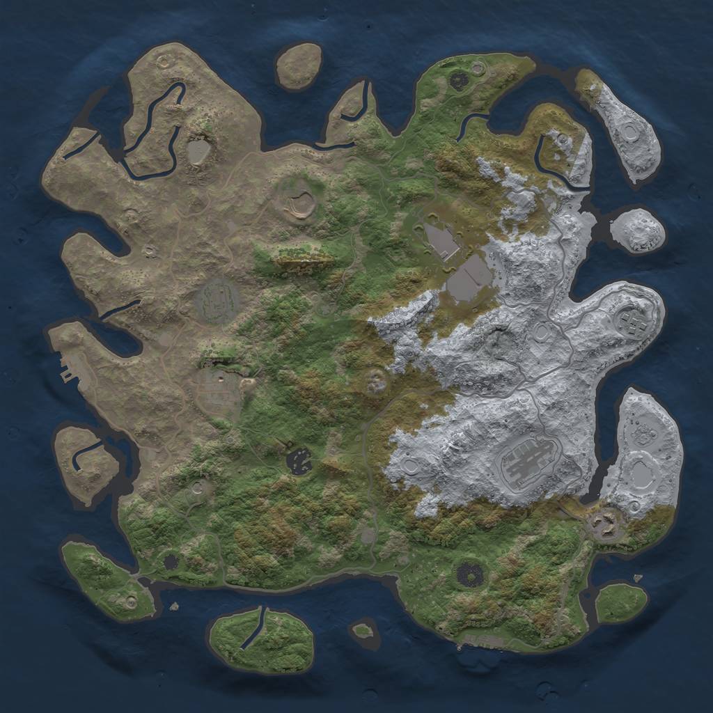 Rust Map: Procedural Map, Size: 4000, Seed: 3191, 17 Monuments