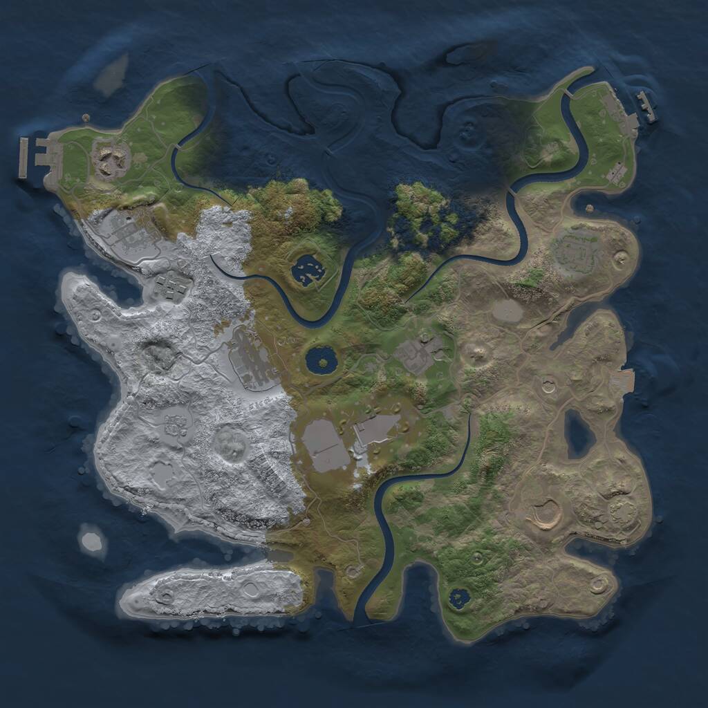 Rust Map: Procedural Map, Size: 3500, Seed: 77876194, 15 Monuments