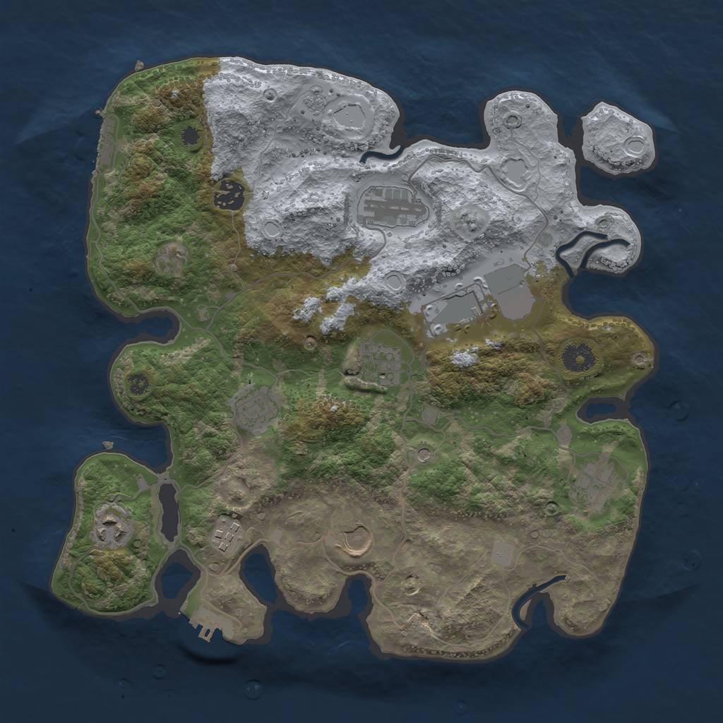 Rust Map: Procedural Map, Size: 3500, Seed: 28410599, 18 Monuments