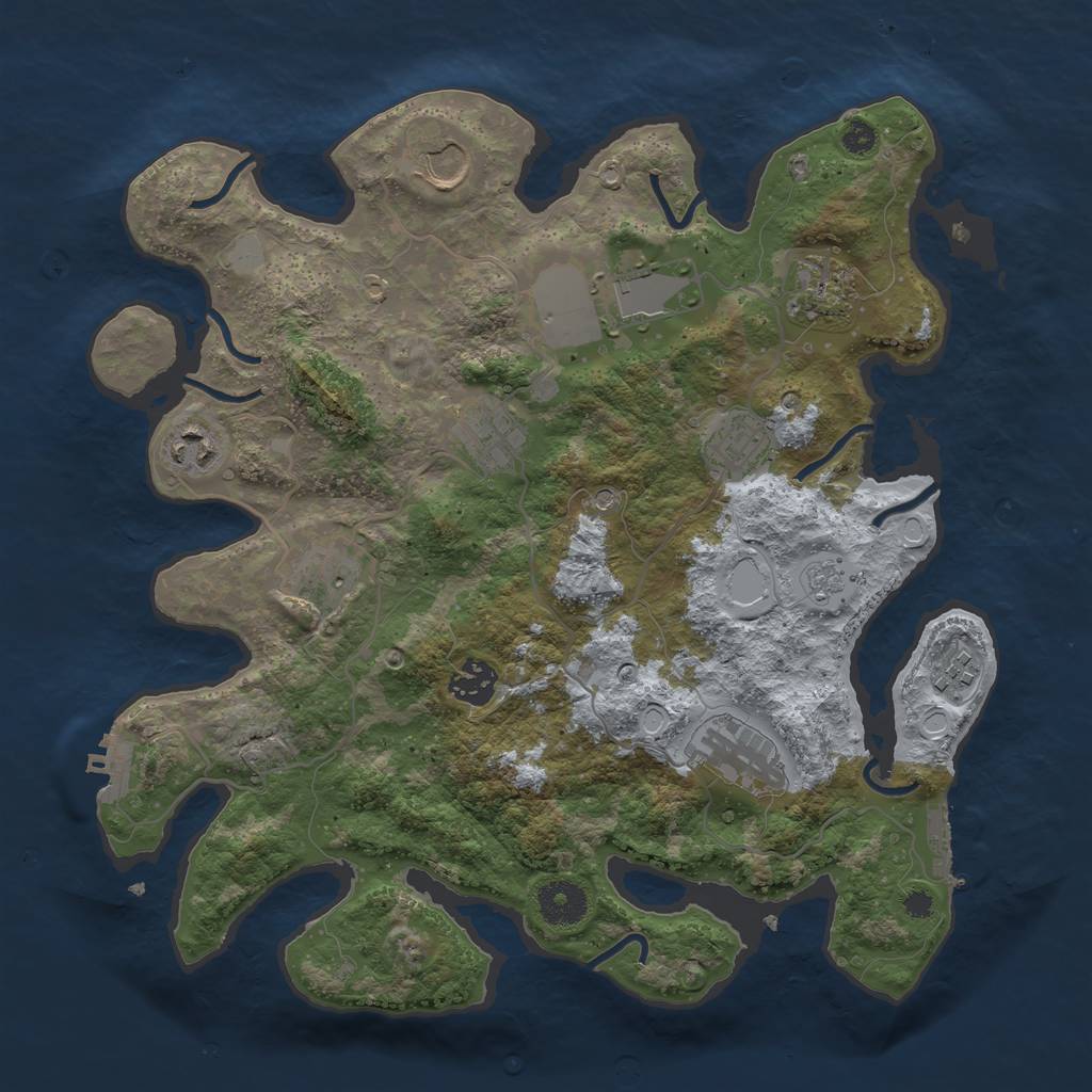 Rust Map: Procedural Map, Size: 3500, Seed: 1741529393, 19 Monuments