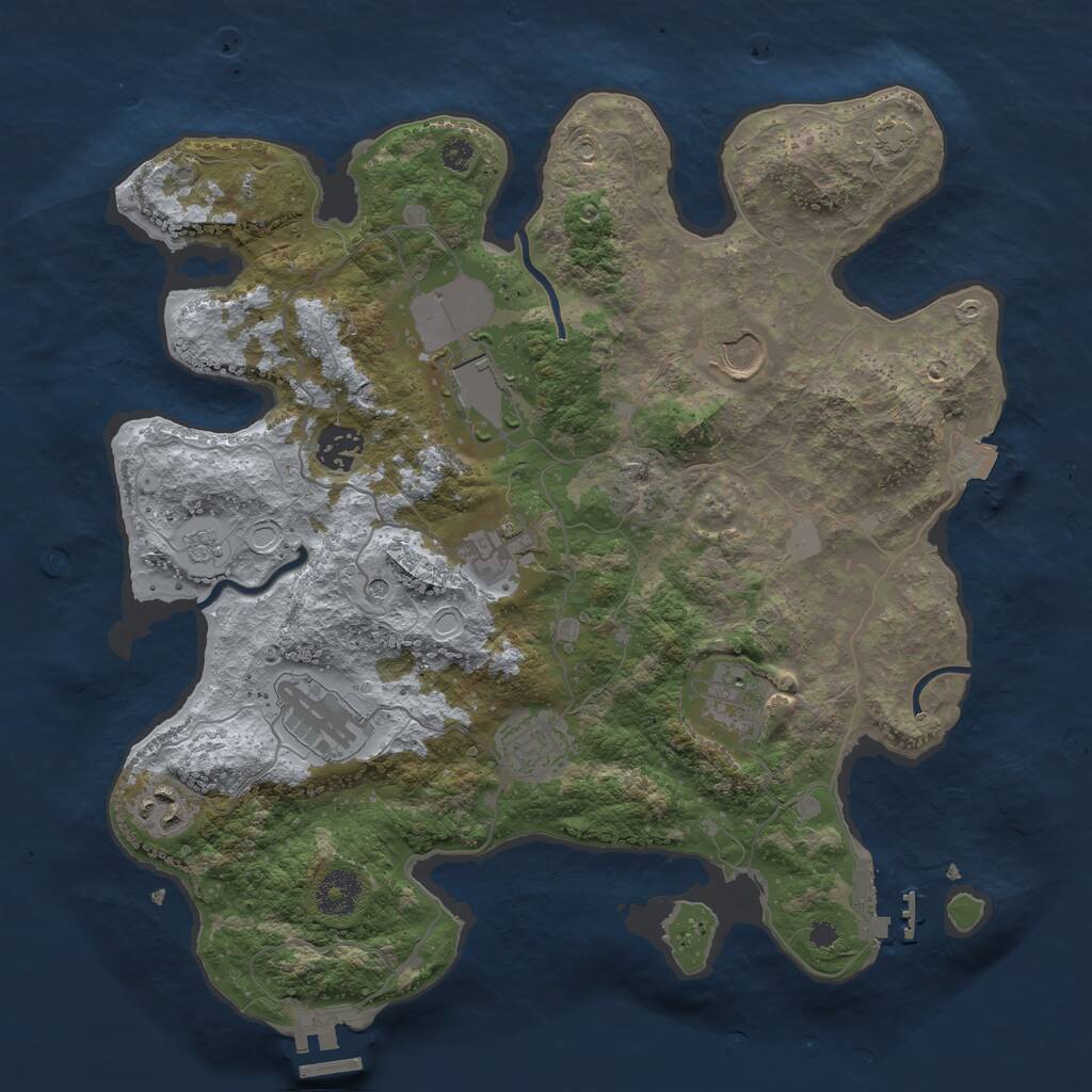 Rust Map: Procedural Map, Size: 3500, Seed: 190642, 14 Monuments