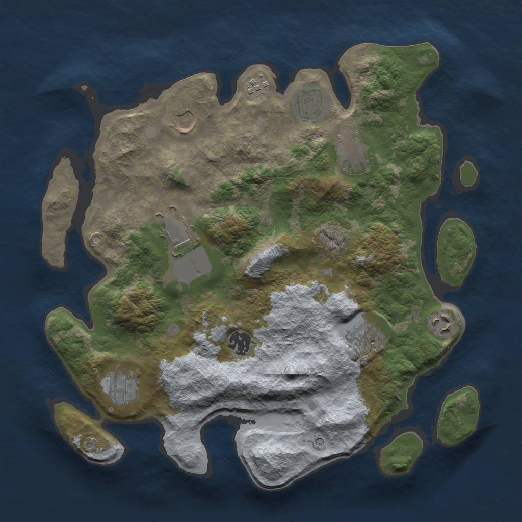 Rust Map: Barren, Size: 3500, Seed: 776968639, 12 Monuments