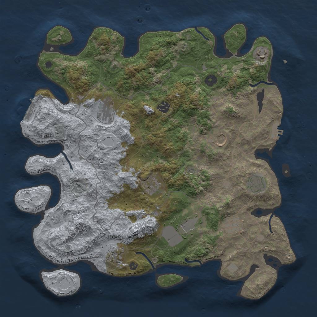 Rust Map: Procedural Map, Size: 4000, Seed: 11902912, 19 Monuments