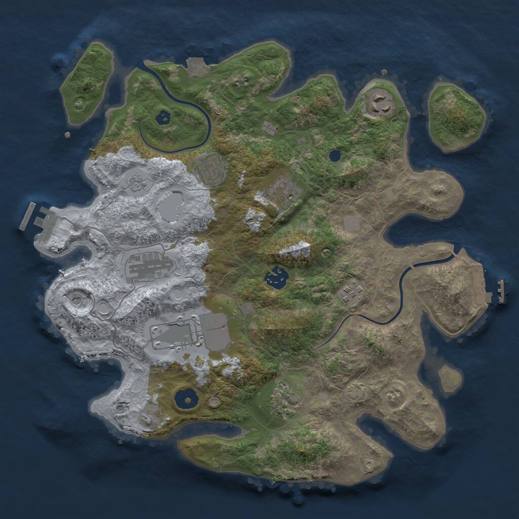 Rust Map: Procedural Map, Size: 3500, Seed: 29953405, 14 Monuments