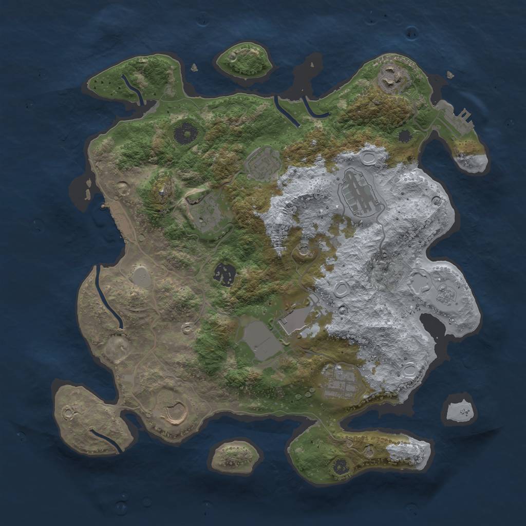 Rust Map: Procedural Map, Size: 3500, Seed: 4180267, 17 Monuments