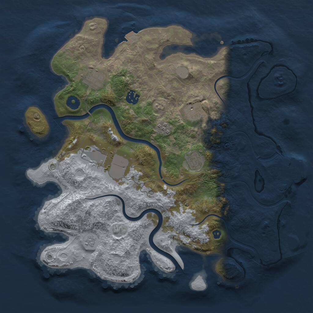 Rust Map: Procedural Map, Size: 3500, Seed: 39652609, 10 Monuments