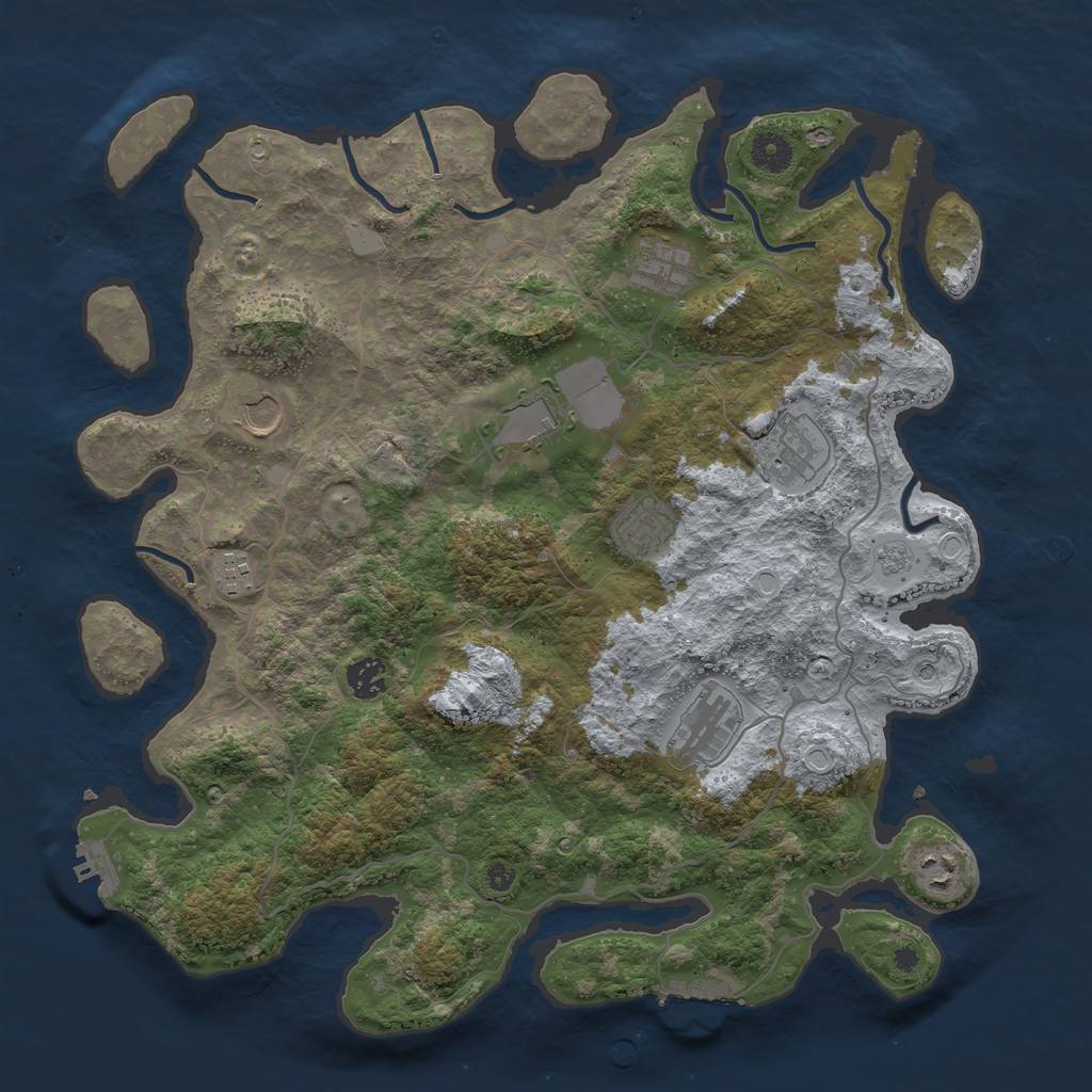 Rust Map: Procedural Map, Size: 4000, Seed: 49625, 18 Monuments