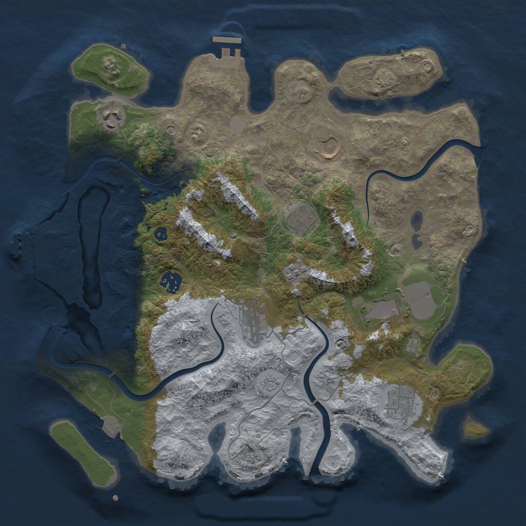 Rust Map: Procedural Map, Size: 3700, Seed: 902877114, 14 Monuments
