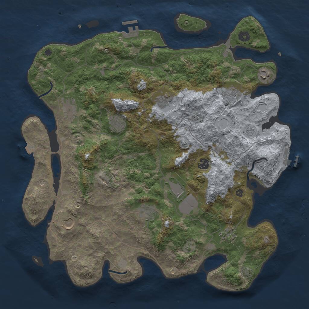 Rust Map: Procedural Map, Size: 4100, Seed: 1152287873, 17 Monuments