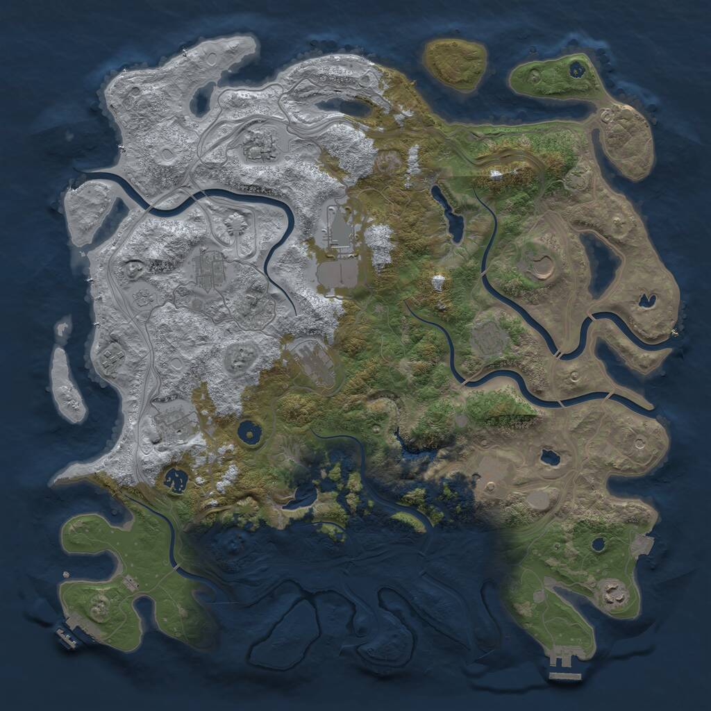Rust Map: Procedural Map, Size: 4500, Seed: 873482, 17 Monuments