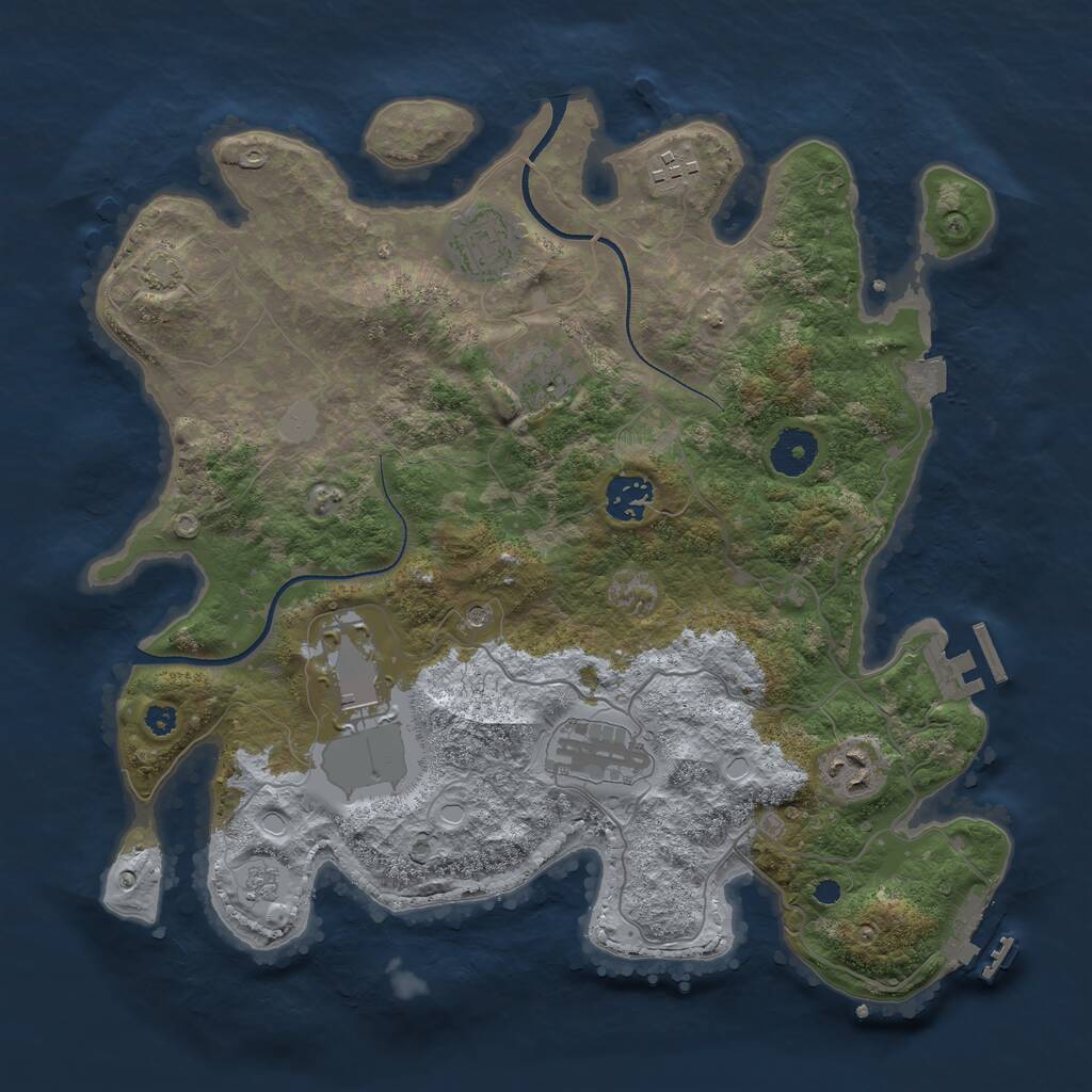 Rust Map: Procedural Map, Size: 3500, Seed: 28252270, 13 Monuments