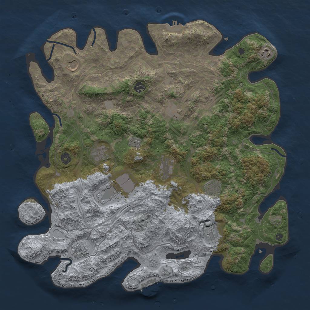 Rust Map: Procedural Map, Size: 4250, Seed: 1129401848, 20 Monuments