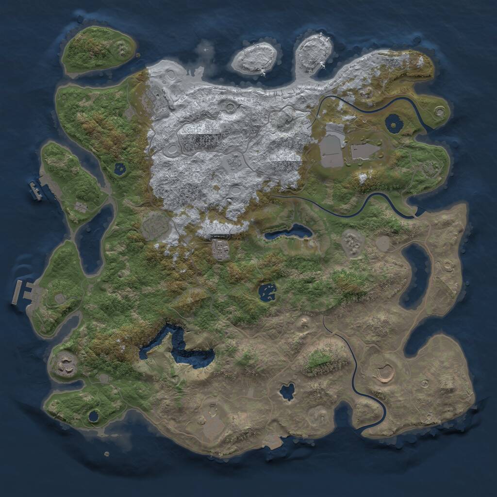 Rust Map: Procedural Map, Size: 4050, Seed: 792873847, 14 Monuments