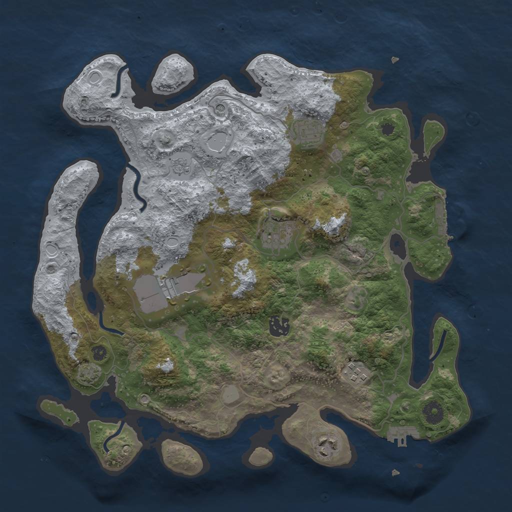 Rust Map: Procedural Map, Size: 3500, Seed: 34739722, 14 Monuments