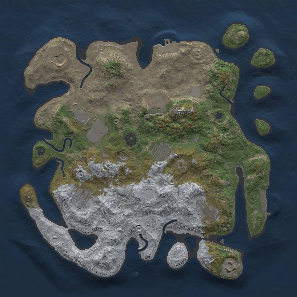 Rust Map: Procedural Map, Size: 3500, Seed: 42327757, 14 Monuments