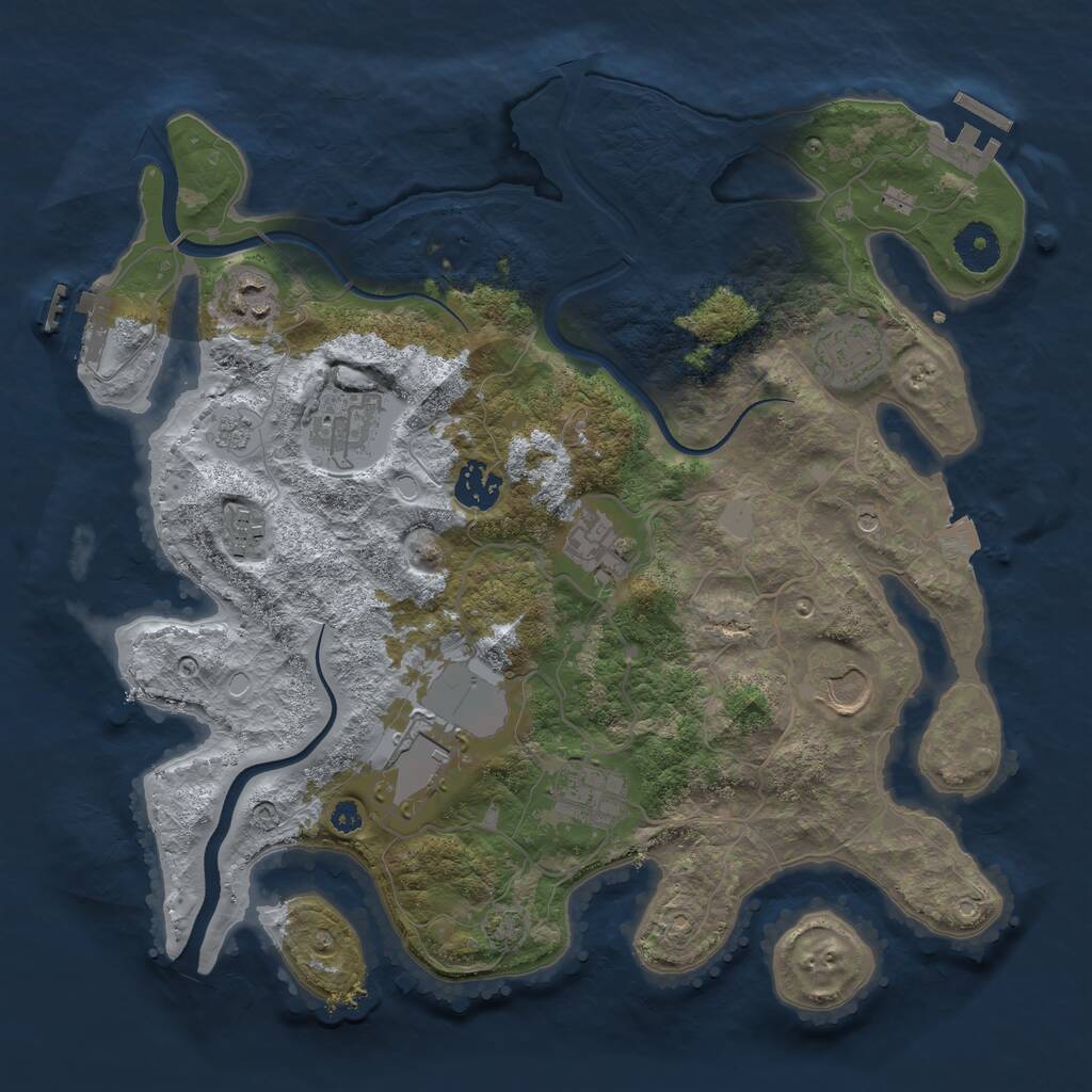 Rust Map: Procedural Map, Size: 3500, Seed: 74701526, 15 Monuments