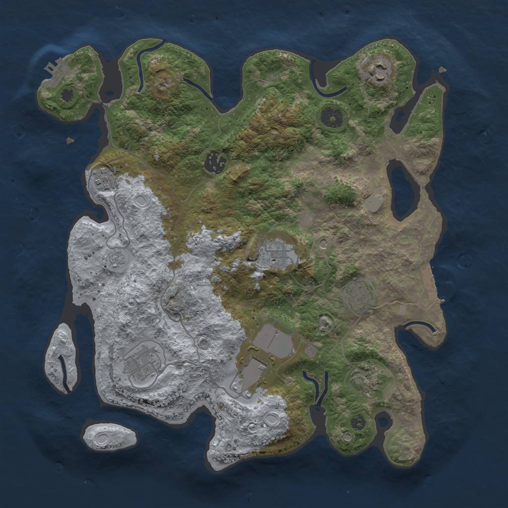 Rust Map: Procedural Map, Size: 3500, Seed: 21132314, 17 Monuments