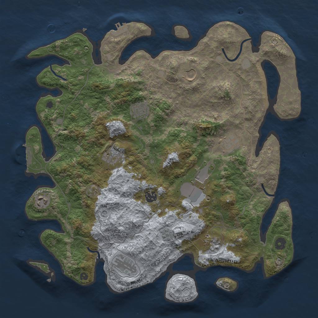 Rust Map: Procedural Map, Size: 4000, Seed: 908775172, 18 Monuments
