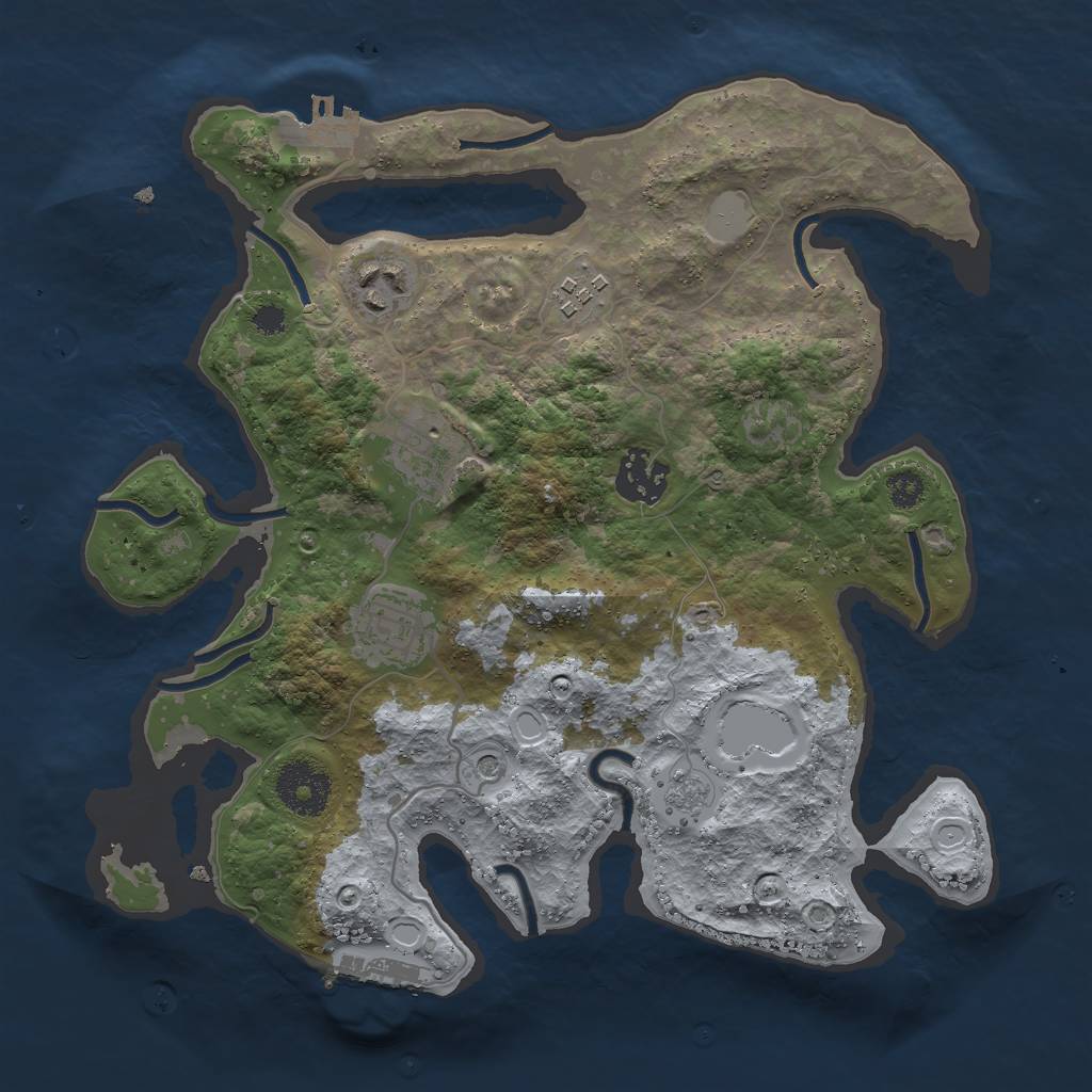 Rust Map: Procedural Map, Size: 3000, Seed: 35344, 14 Monuments
