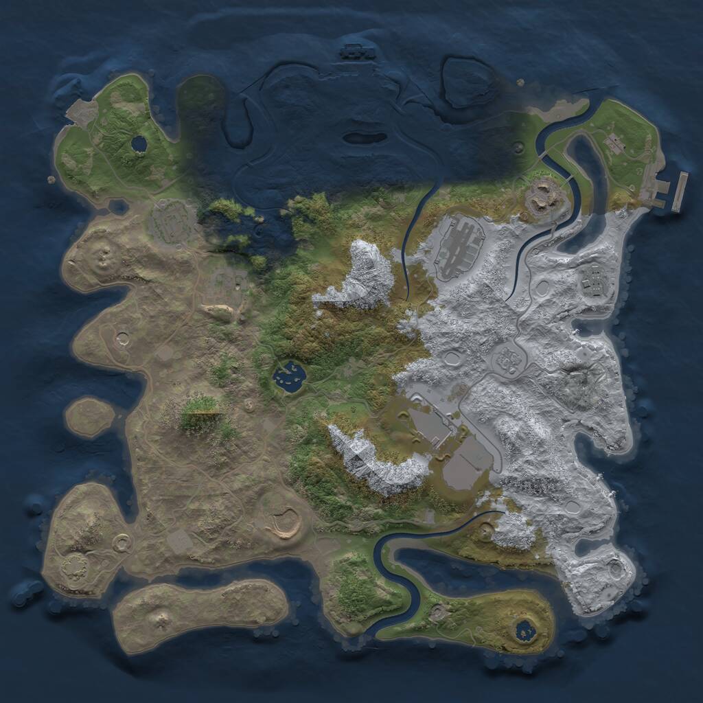 Rust Map: Procedural Map, Size: 3500, Seed: 12236668, 14 Monuments
