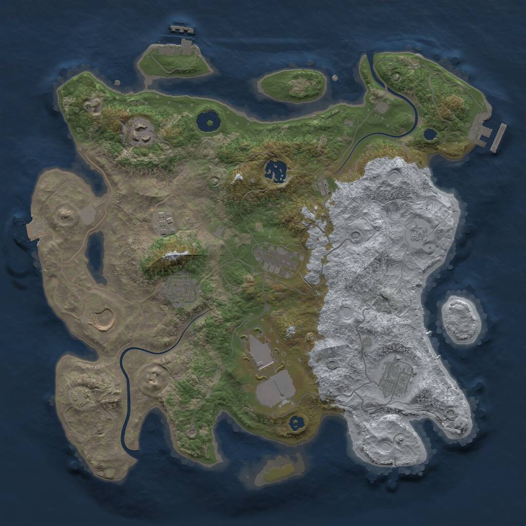 Rust Map: Procedural Map, Size: 3500, Seed: 74711948, 14 Monuments