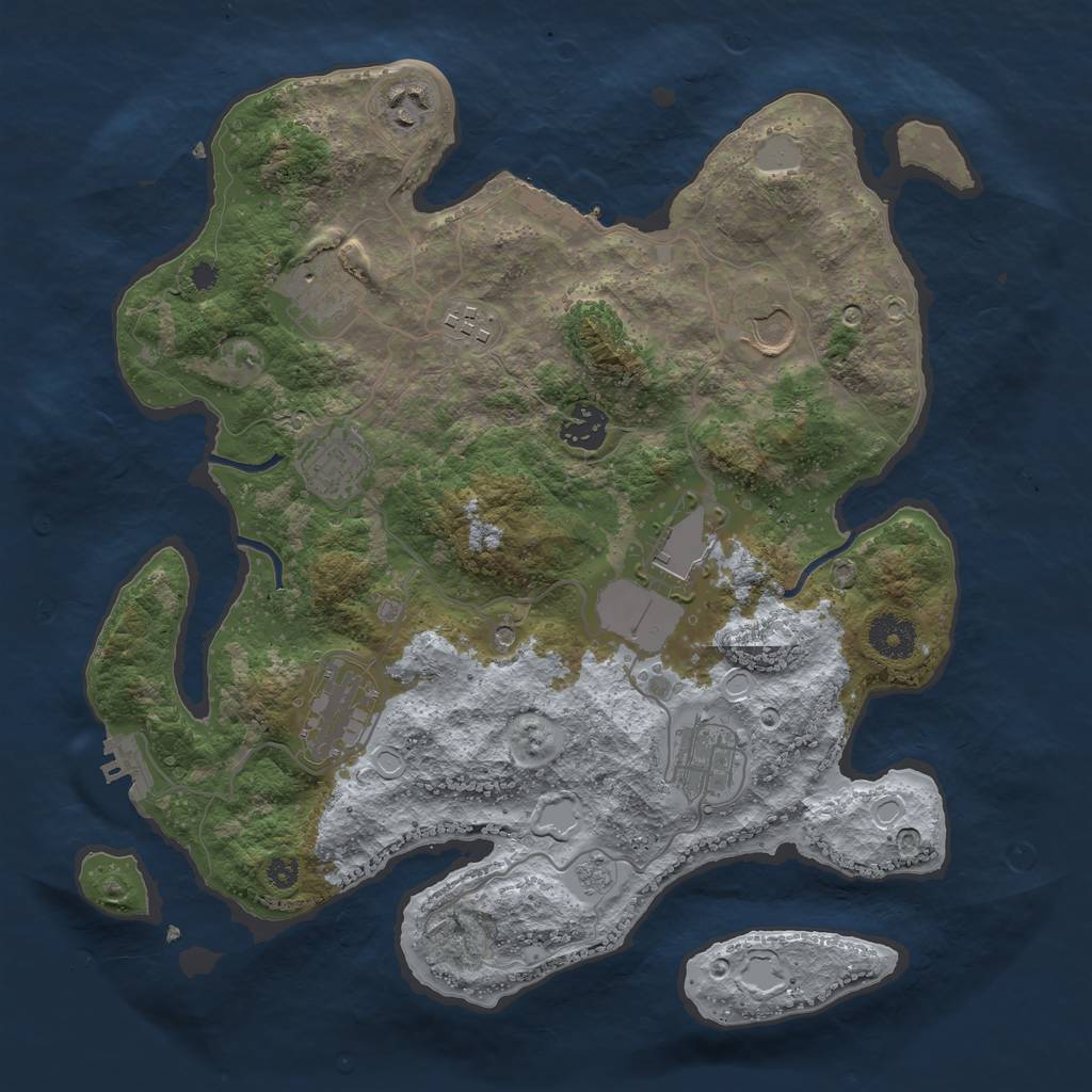 Rust Map: Procedural Map, Size: 3500, Seed: 42946988, 18 Monuments