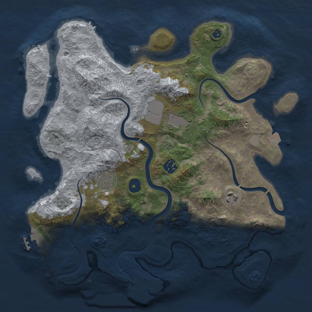 Rust Map: Procedural Map, Size: 3500, Seed: 72114621, 11 Monuments
