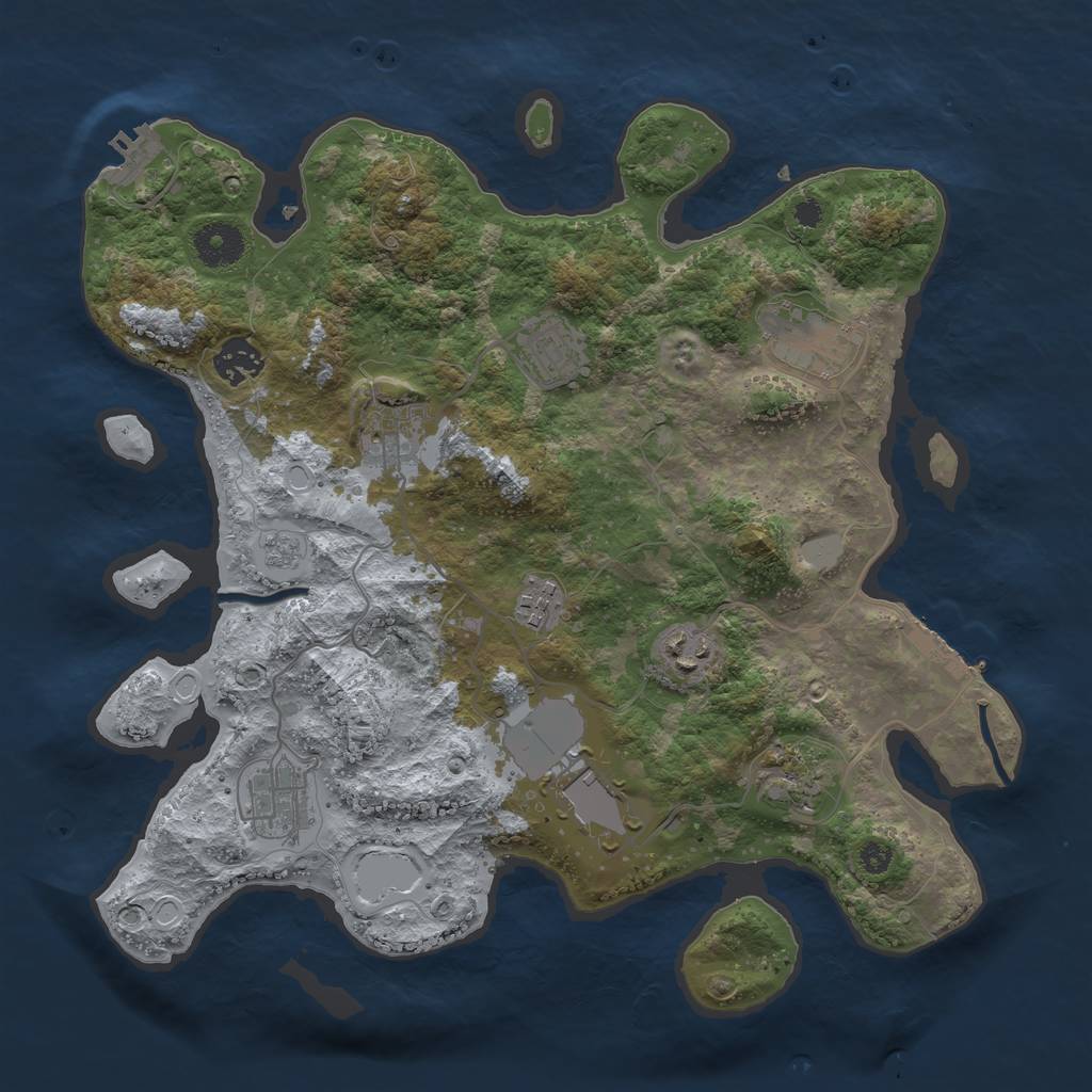 Rust Map: Procedural Map, Size: 3500, Seed: 26689744, 17 Monuments