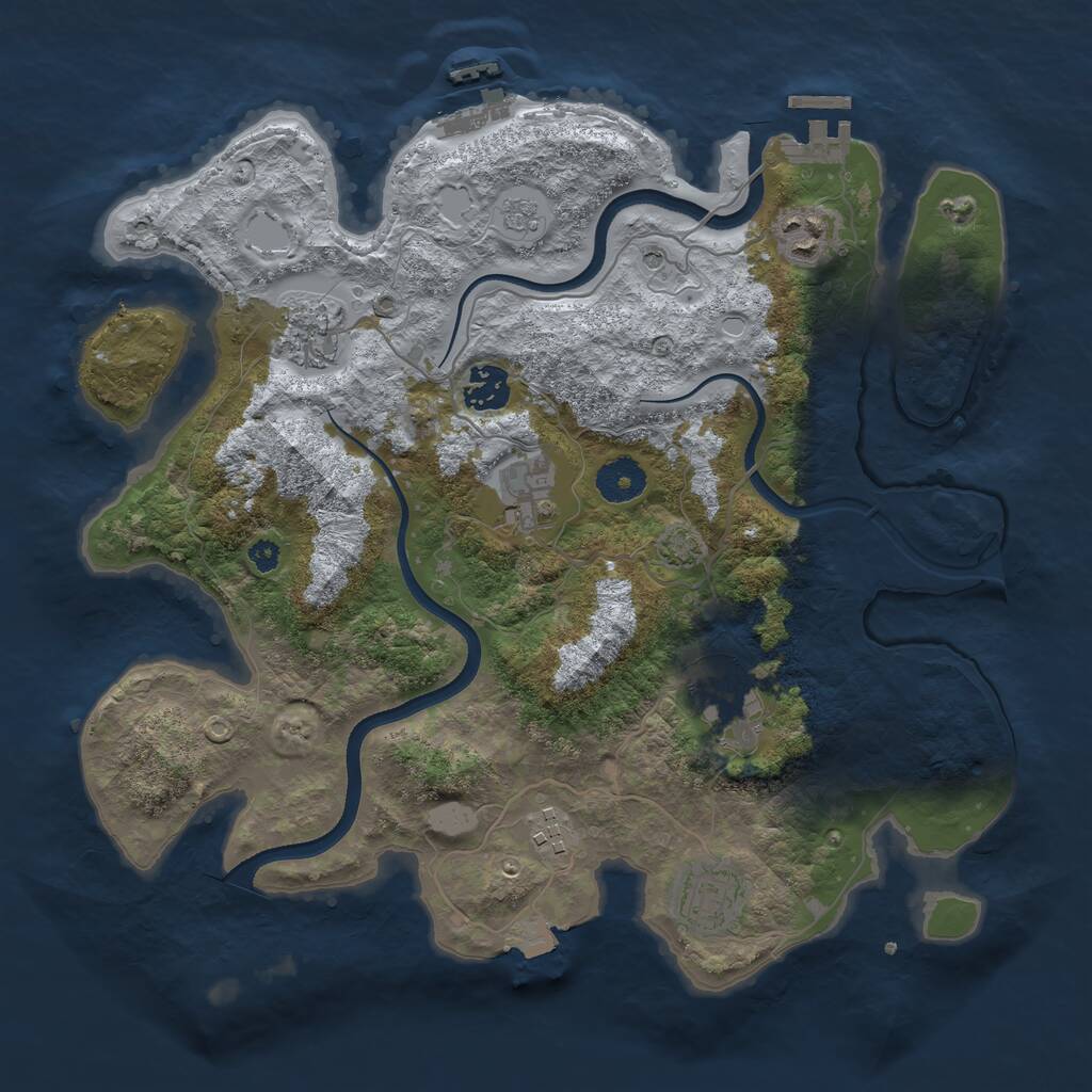 Rust Map: Procedural Map, Size: 3500, Seed: 6655023, 13 Monuments