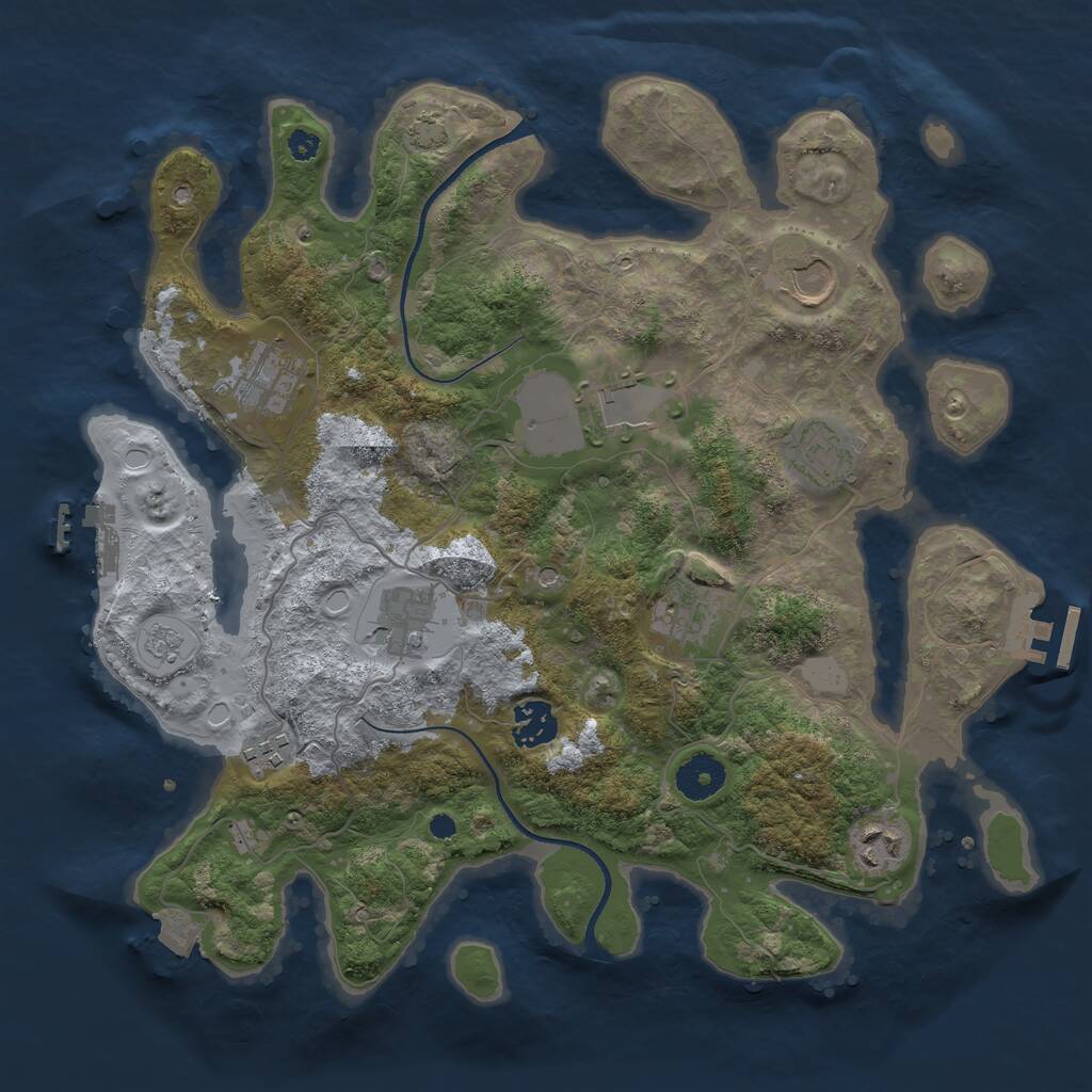 Rust Map: Procedural Map, Size: 3500, Seed: 36332259, 15 Monuments