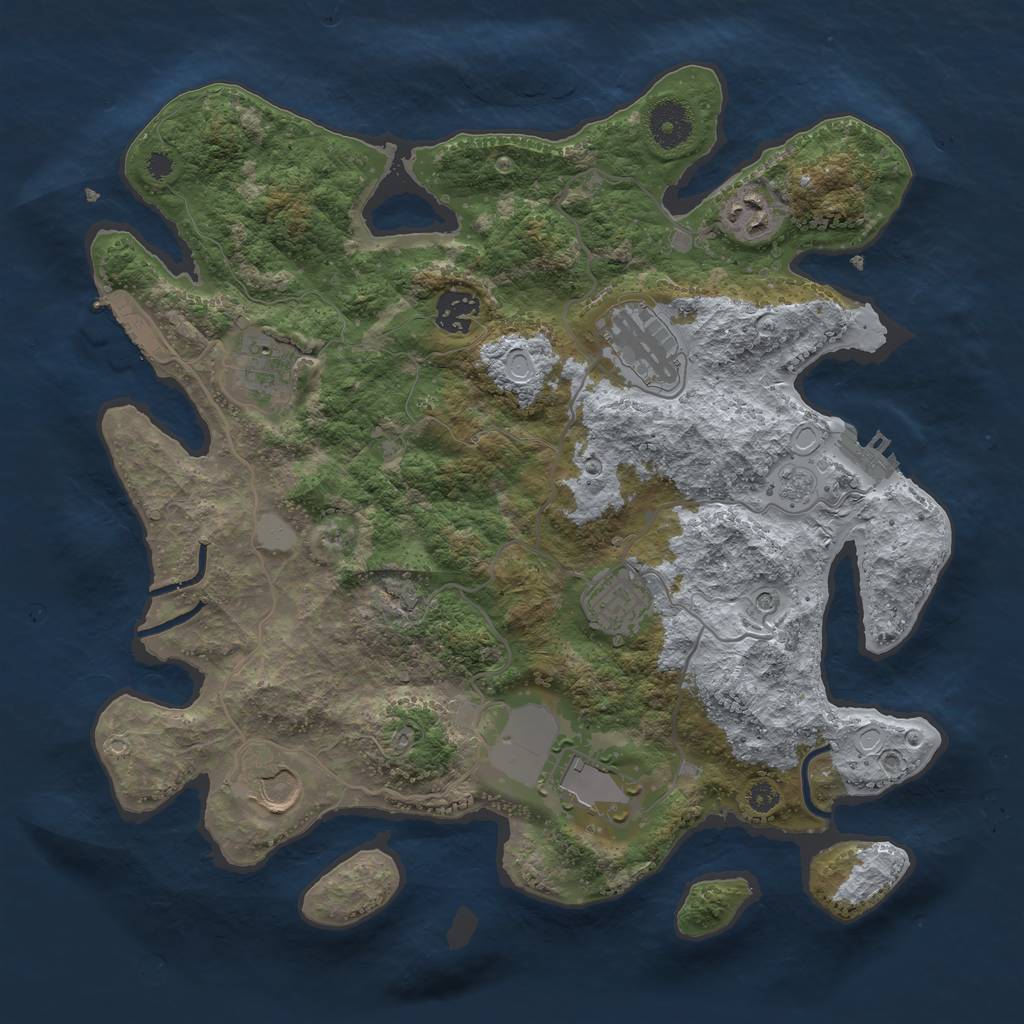 Rust Map: Procedural Map, Size: 3500, Seed: 62168085, 16 Monuments