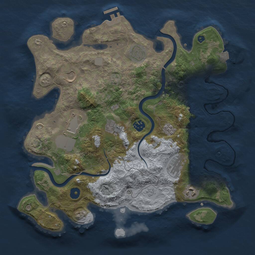 Rust Map: Procedural Map, Size: 3500, Seed: 3271070, 13 Monuments