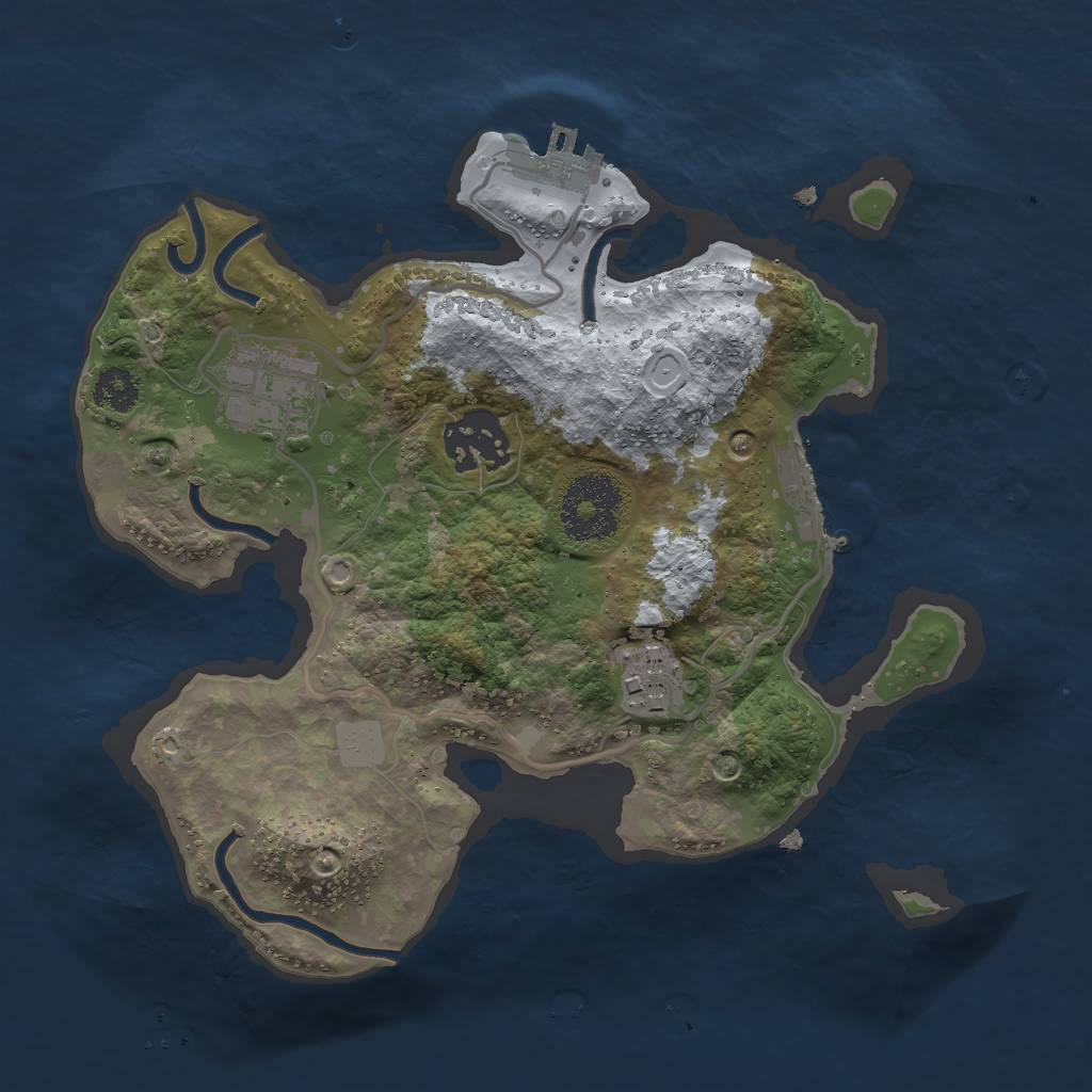 Rust Map: Procedural Map, Size: 2500, Seed: 258754, 10 Monuments