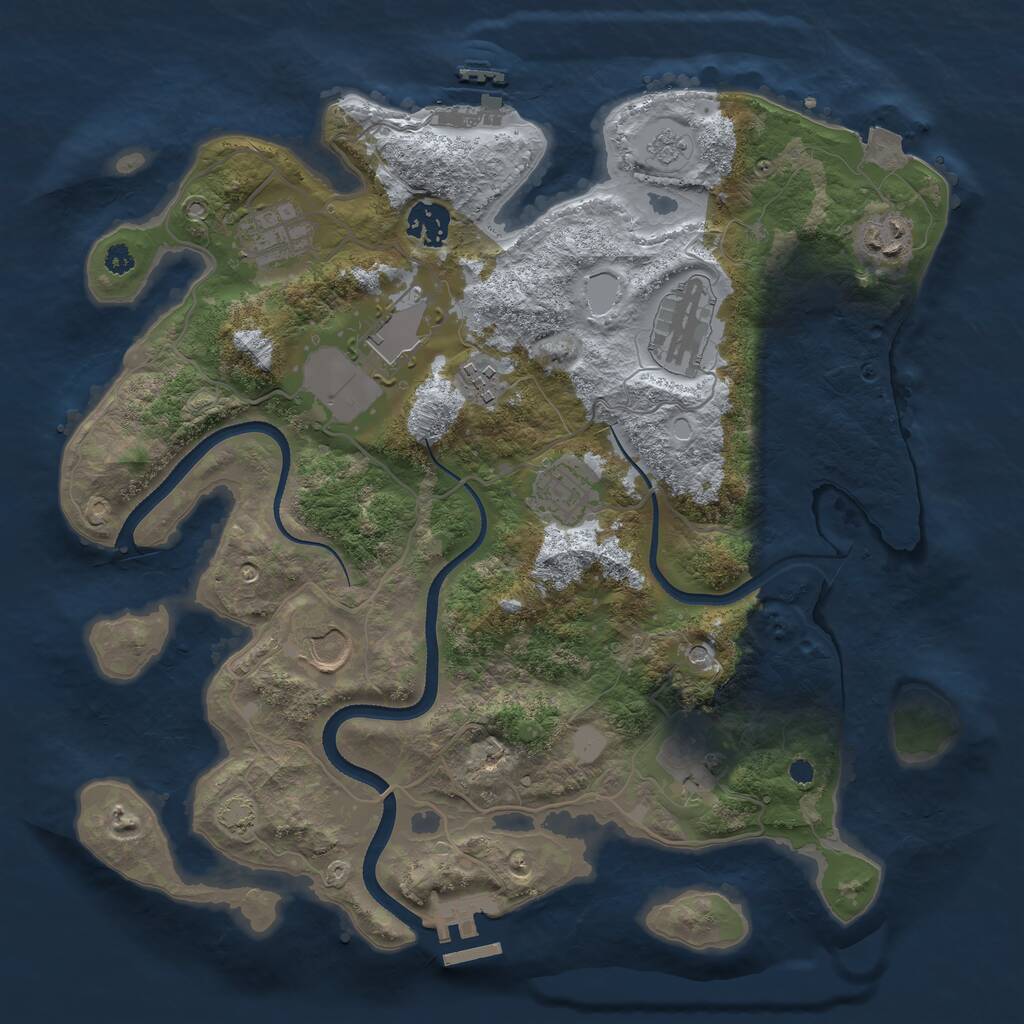 Rust Map: Procedural Map, Size: 3500, Seed: 9536048, 15 Monuments