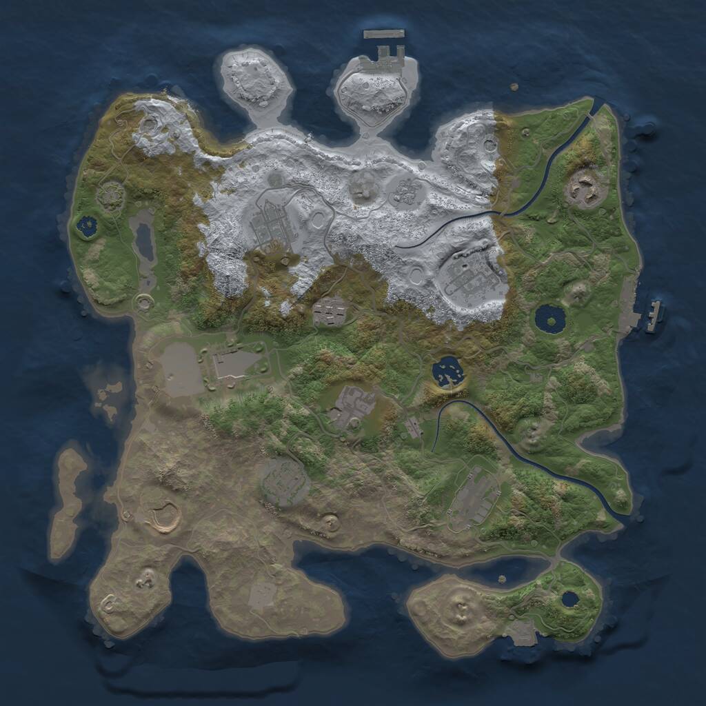 Rust Map: Procedural Map, Size: 3500, Seed: 1651811604, 16 Monuments