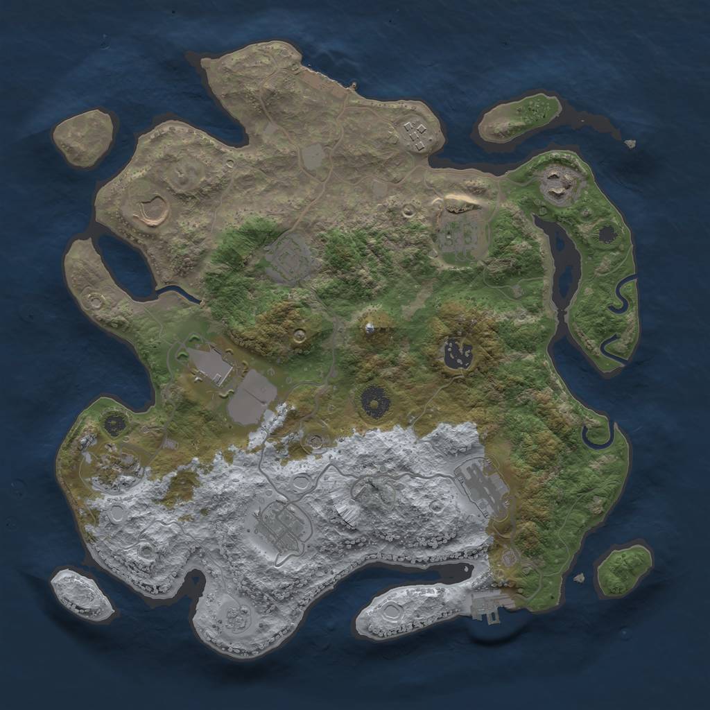 Rust Map: Procedural Map, Size: 3500, Seed: 1725042967, 19 Monuments