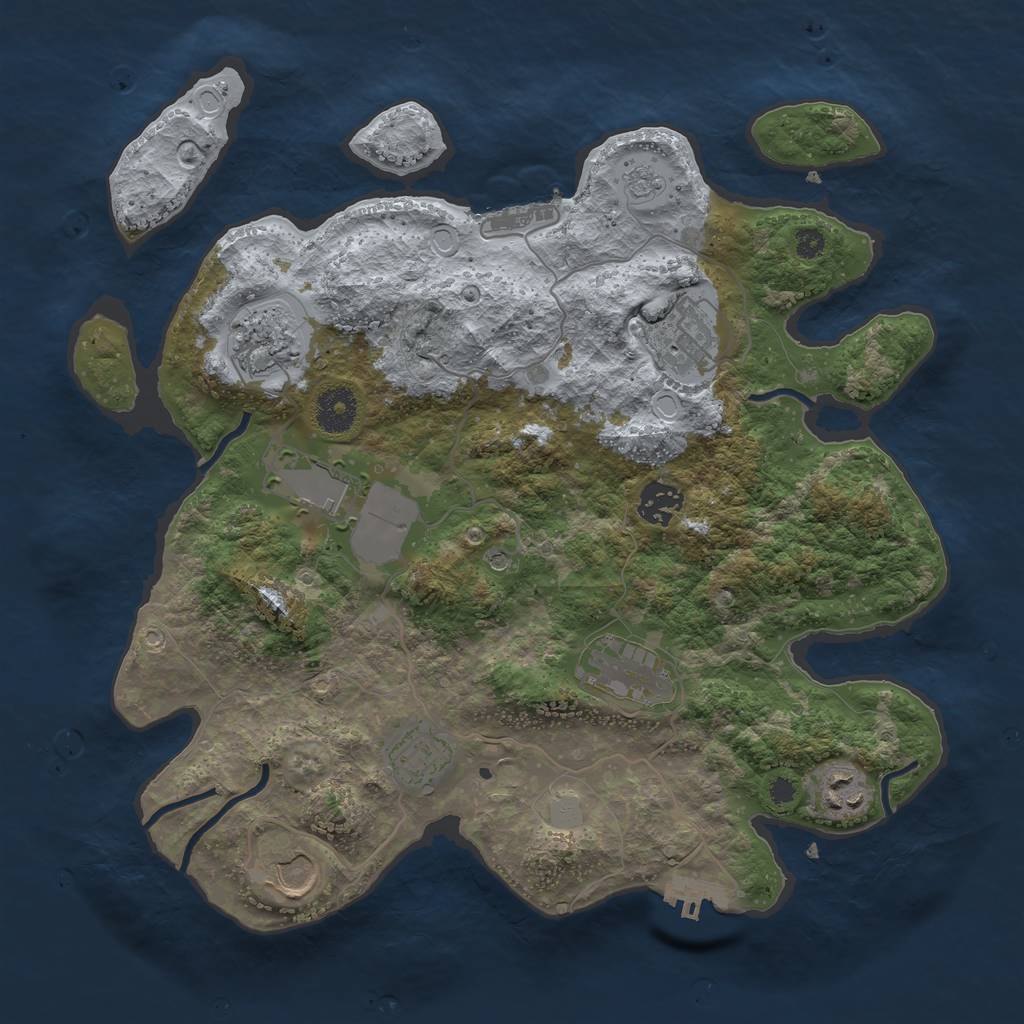 Rust Map: Procedural Map, Size: 3500, Seed: 68517972, 17 Monuments