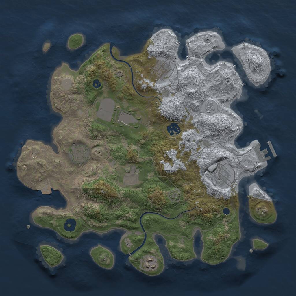 Rust Map: Procedural Map, Size: 3500, Seed: 95081647, 12 Monuments