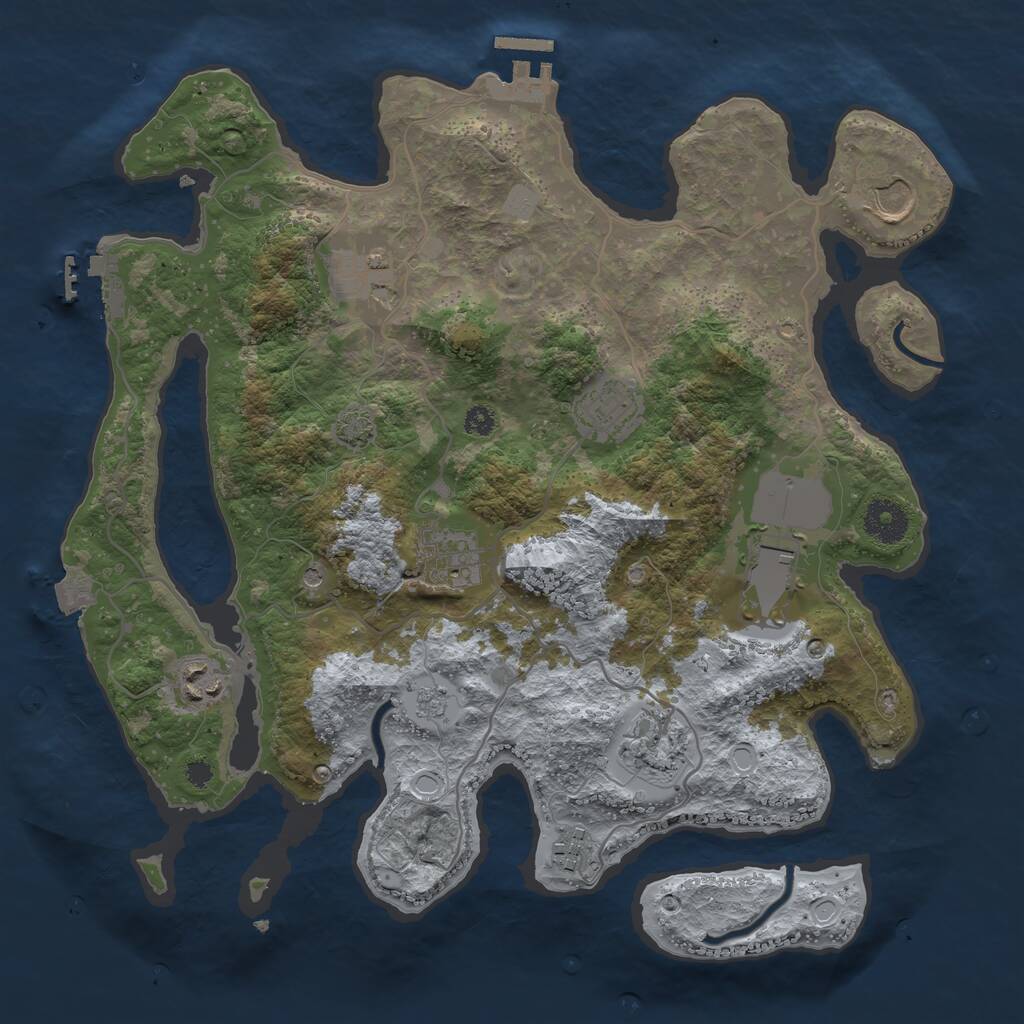 Rust Map: Procedural Map, Size: 3500, Seed: 16868858, 14 Monuments