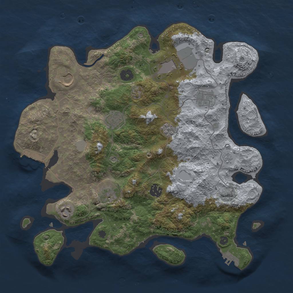 Rust Map: Procedural Map, Size: 3500, Seed: 79817527, 17 Monuments