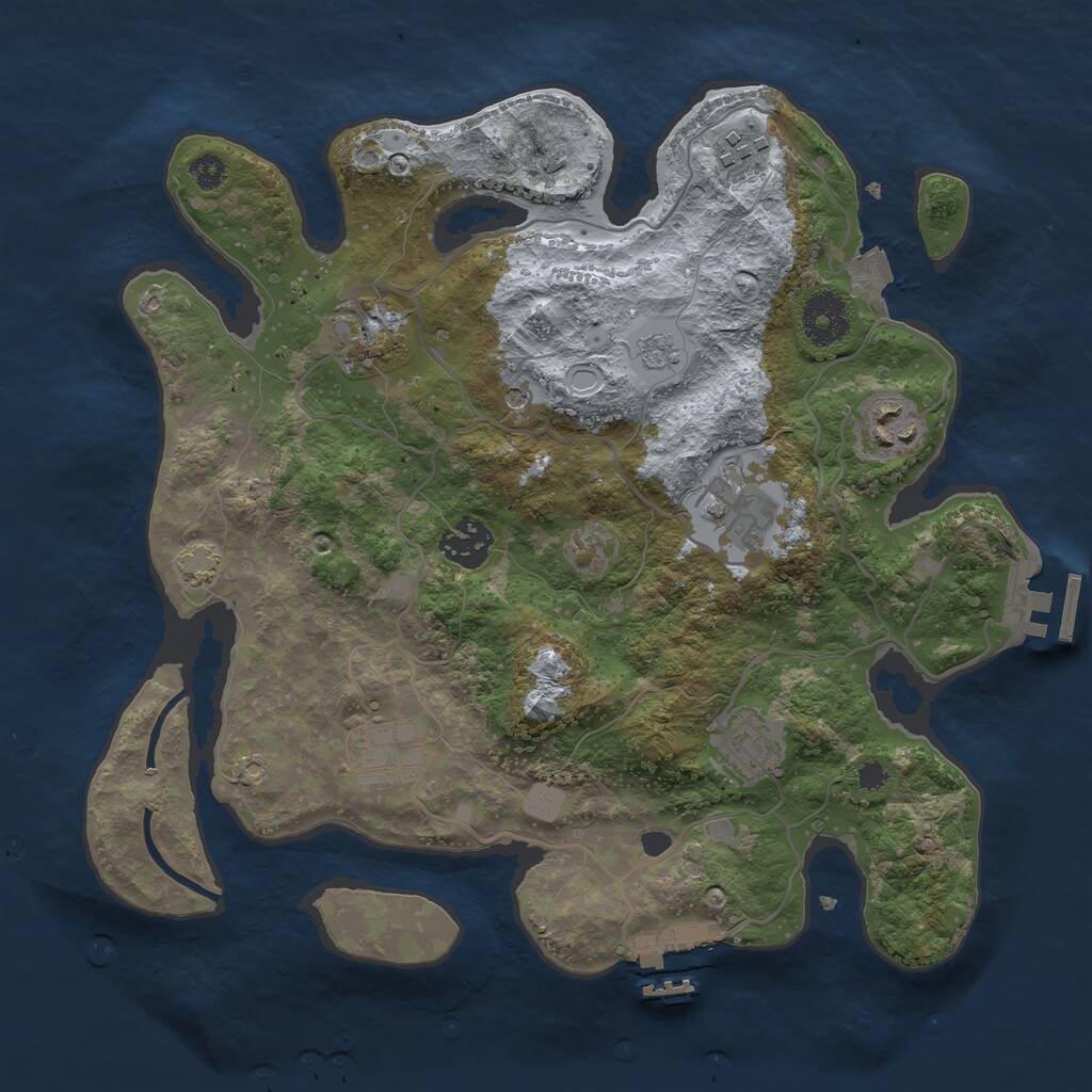 Rust Map: Procedural Map, Size: 3250, Seed: 529128312, 13 Monuments