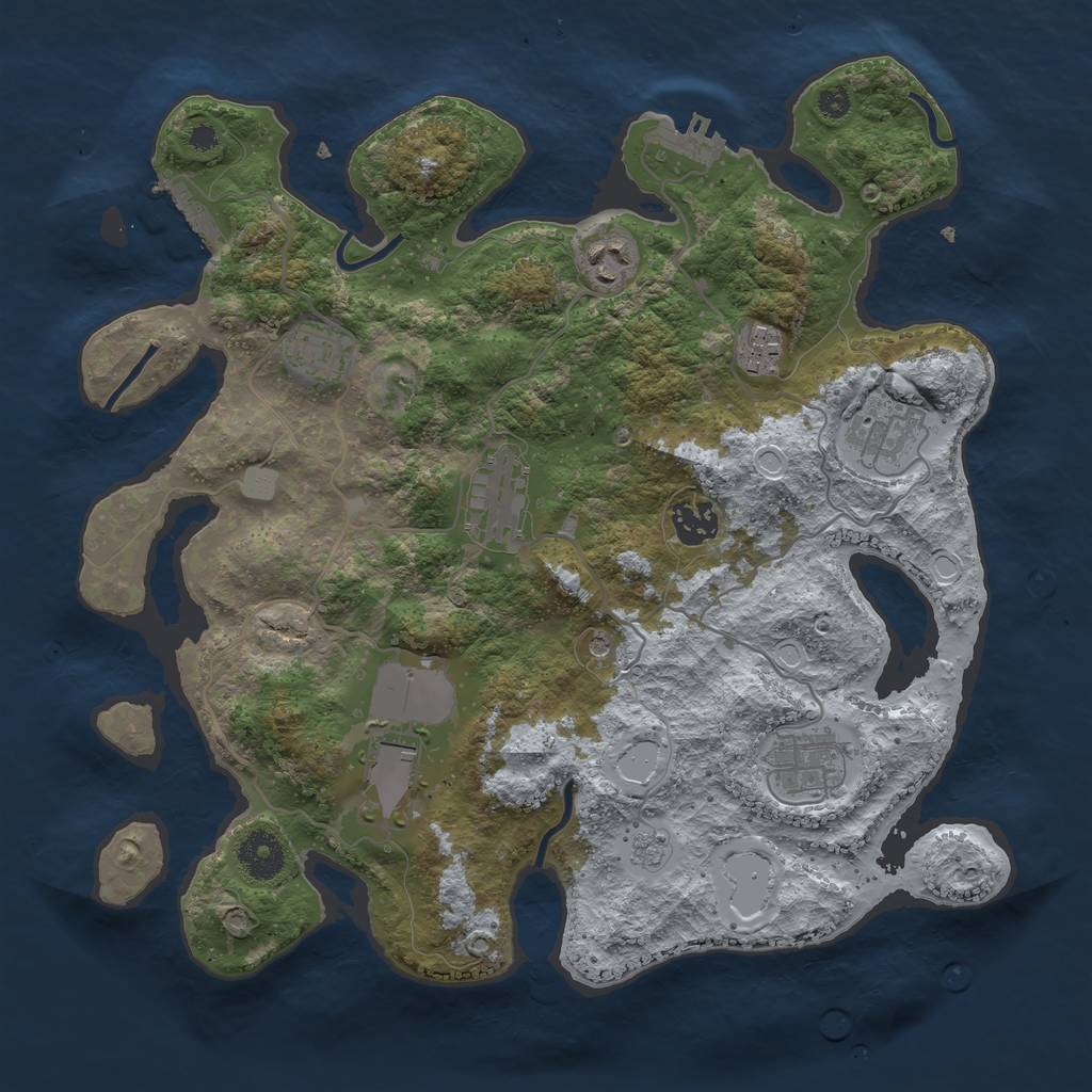 Rust Map: Procedural Map, Size: 3500, Seed: 21899721, 17 Monuments